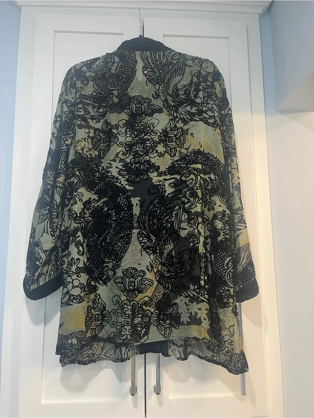 VTG Citron Santa Monica Silk Blend Devore Velvet Burnout Duster Skirt Set
